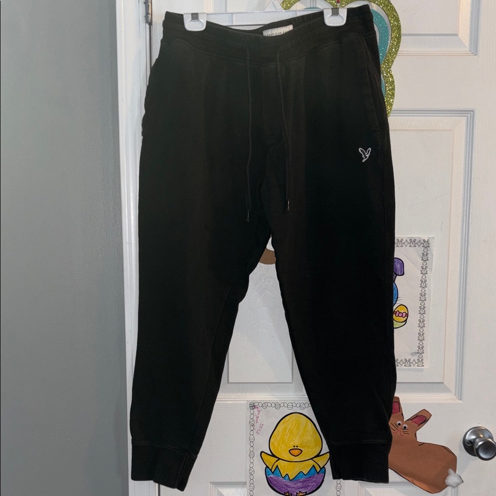 American Eagle Outfitters Black Joggers with Logo